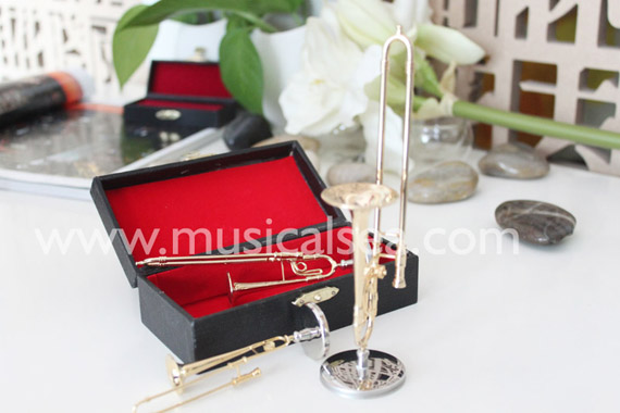 Miniature Golden Trombone Musical Instrument